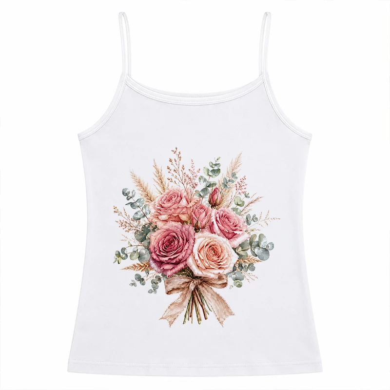 2000s Vintage Sexy Sleeveless Women's Streetwear Summer Y2K Aesthetic New Flowers Print Graphics Crop Tops Hip Hop Girls Camis