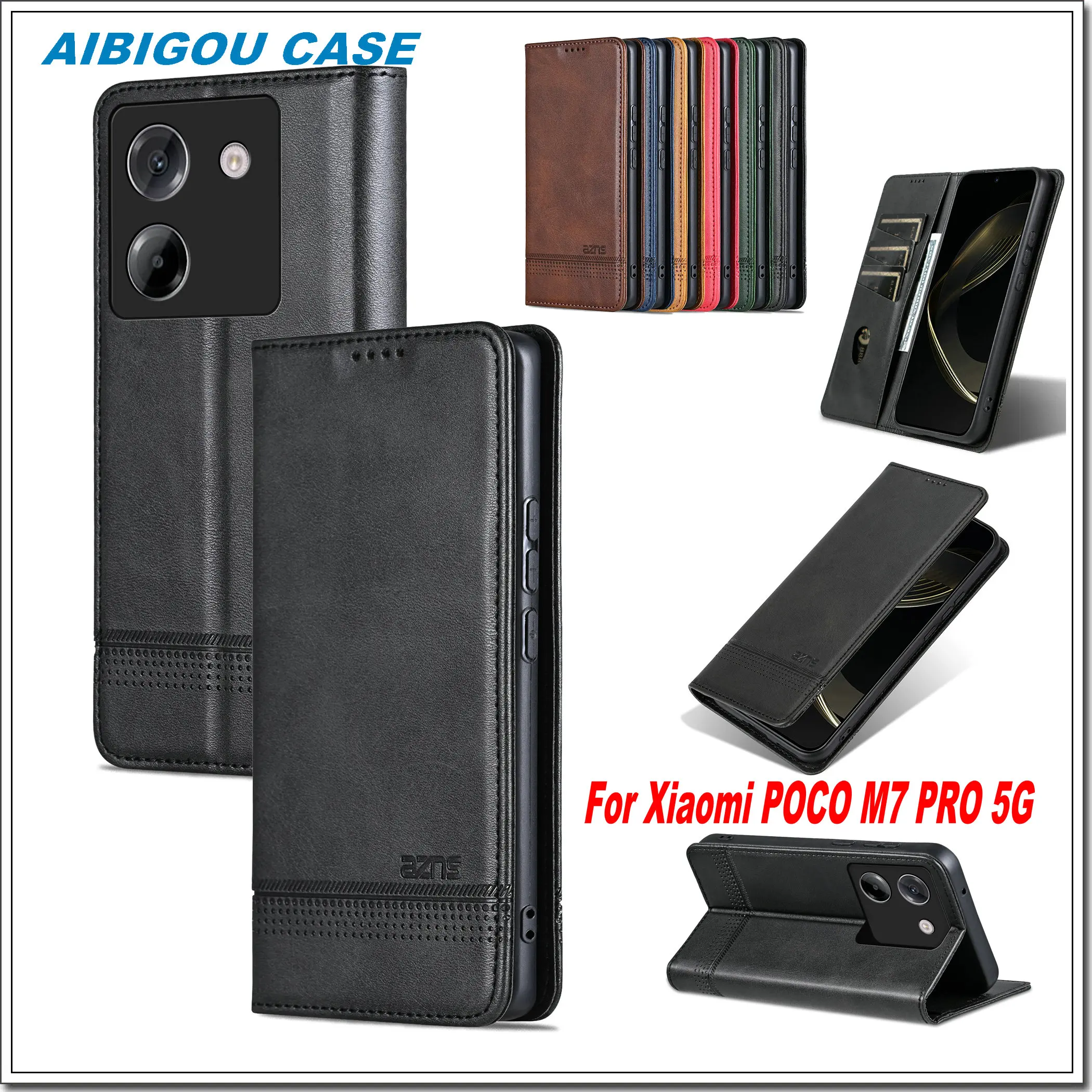 

POCO M7 Pro 5G Роскошный кожаный флип-чехол в стиле ретро, кожный кошелек с магнитом, закрытый полный чехол для Xiaomi POCO M7 Pro, сумки для телефонов