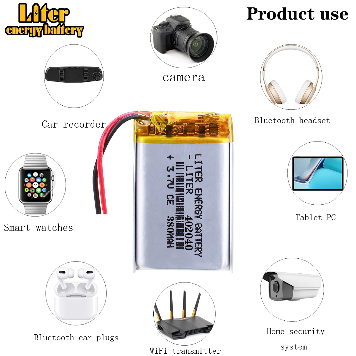 MP3 MP4 MP5 GPS 3.7V lithium polymer battery lithium battery panels 042040 402040 380 mAh