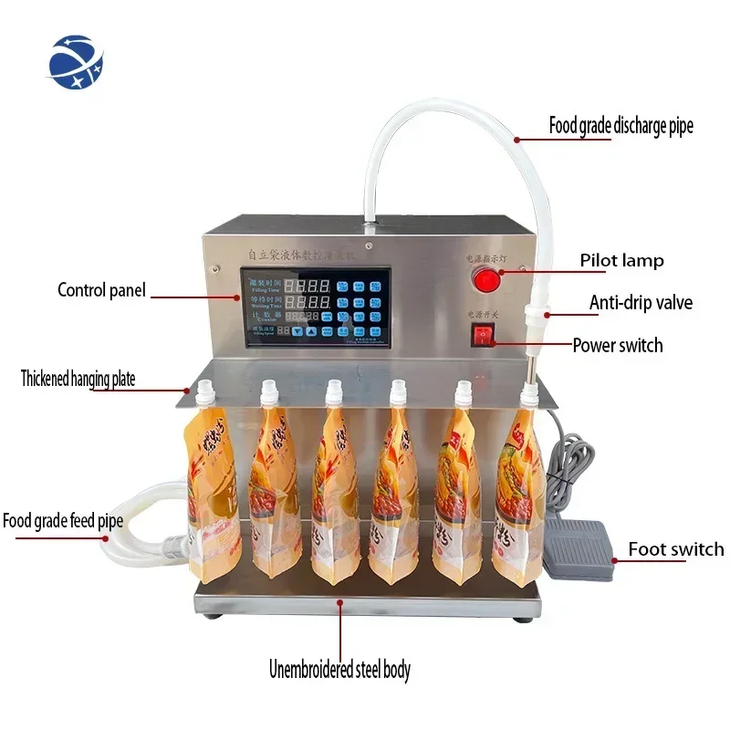 YYHC single nozzle small electric juice coffee milk bag semi-automatic liquid filling machine