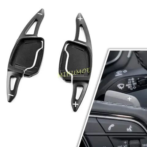 알루미늄 인테리어 스티어링 휠 패들 시프터 확장 Audi A3 A4 S4 B9 A5 A6 C8 A7 2020 2021 2022 2023 블랙 액세서리