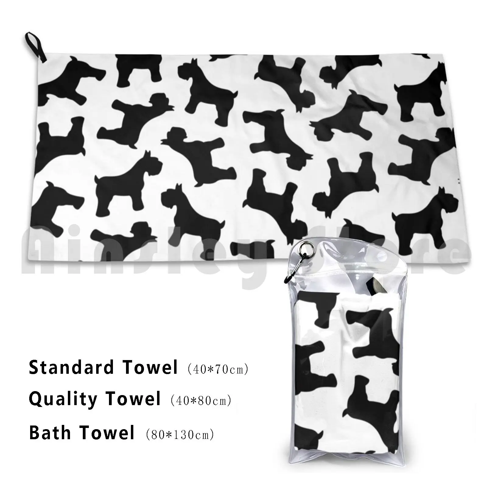 Tiny Black Schnauzers Custom Towel Bath Towel Schnauzer Schnauzers Terrier Terriers Dog Dogs Breed German