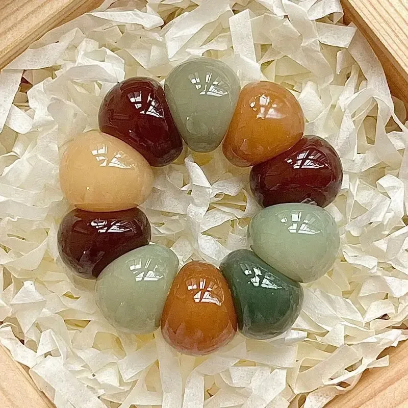 Zen Mala Prayer Bead Finger Ring Color Polished Curved Bead Buddhist Meditation Band, Spiritual Stress Relief Worry Bead Jewelry