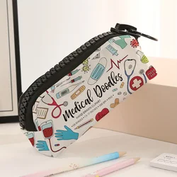 1pc, Large Zipper Medical Supplies Pattern Printed Makeup Bag Large Zipper Stationery Pencil Box Suitable for School Supplies