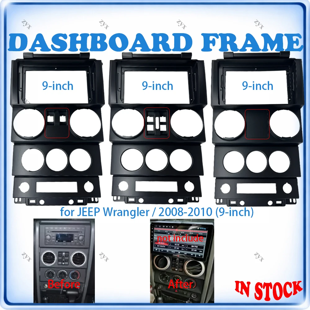 

Car Radio Fascia Frame For JEEP Wrangler 2008-2010 9 inch With Canbus Decoder & Wiring Harness Car Accessories Plug & Play