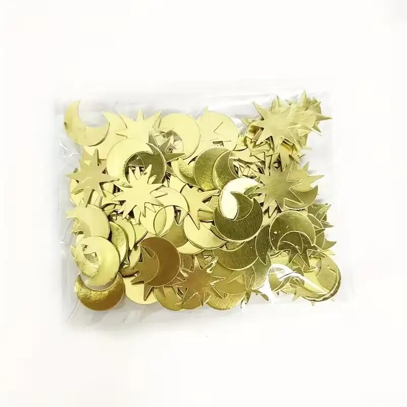 100Pcs Gold Moon Stars Paper Confetti Ramadan Eid Mubarak Home Table Decoration Islamic Muslim Birthday Party DIY Decor Supplies