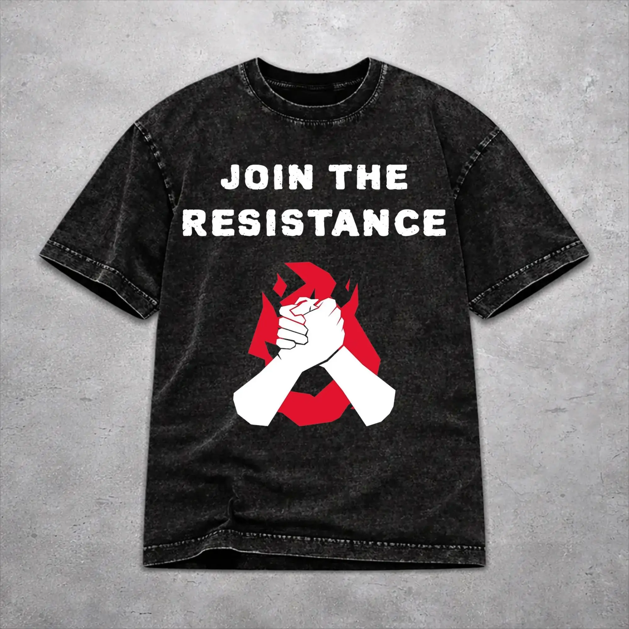 Join the Resistance Engineer  Washed T Shirts Streetwear Hip Hop Vintage T-Shirts  Tees Men Women 100% Cotton Harajuku
