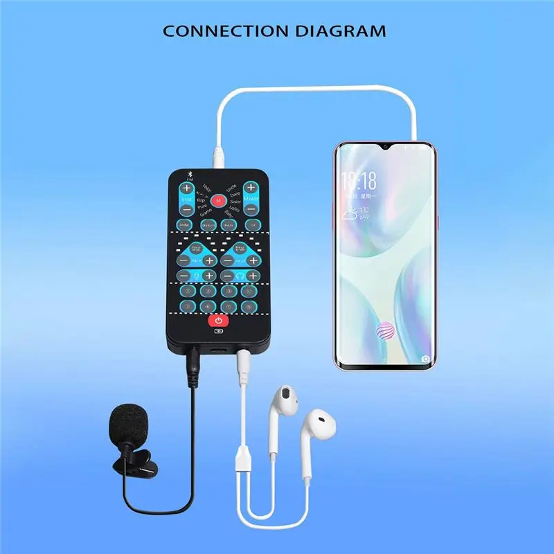 AY14 -Mini Voice Changer Card 16 Different Effects Voice Changing Support Multi Language For Games Song Phone Live Streaming