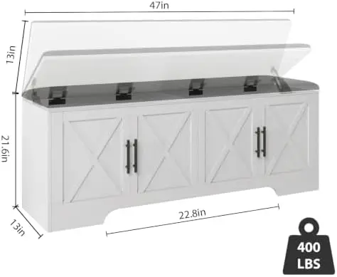 Storage Bench with Cushion, 47.2