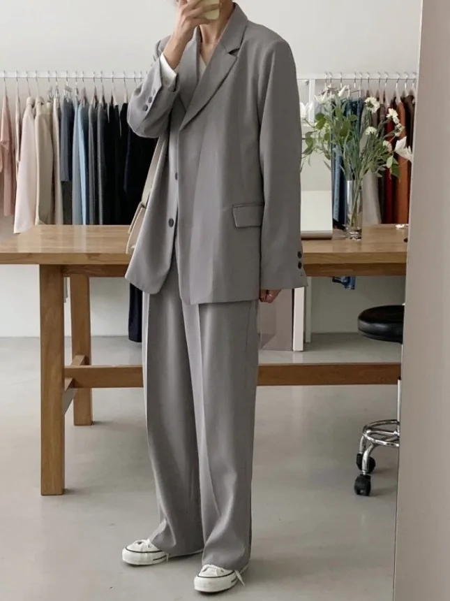 

Chic Autumn Versatile High Waist Wide Leg Pants Two Piece Set Women's Casual Suit Jaet High Faion Sensation