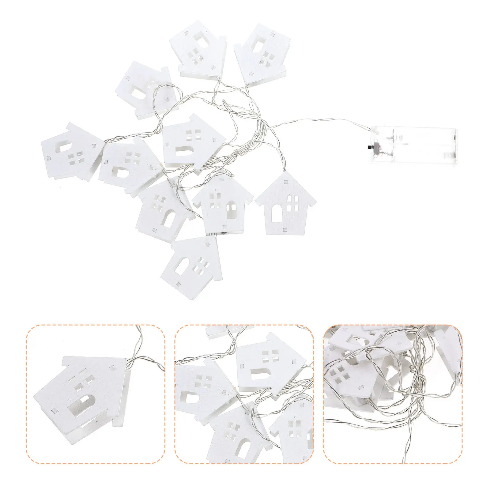 

Wooden Cabin LED Snowflake String Lights Soft Ambience for Xmas Tree Outdoor Fairy Garden Wedding Party Operated Decor