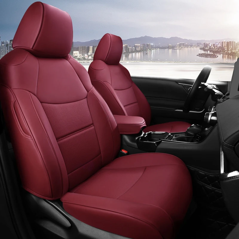 Fashion Custom Car Seat Covers For Toyota RAV4 2019-2024 Waterproof Leather Cushion Car Seat Protective Cover Auto Accessories