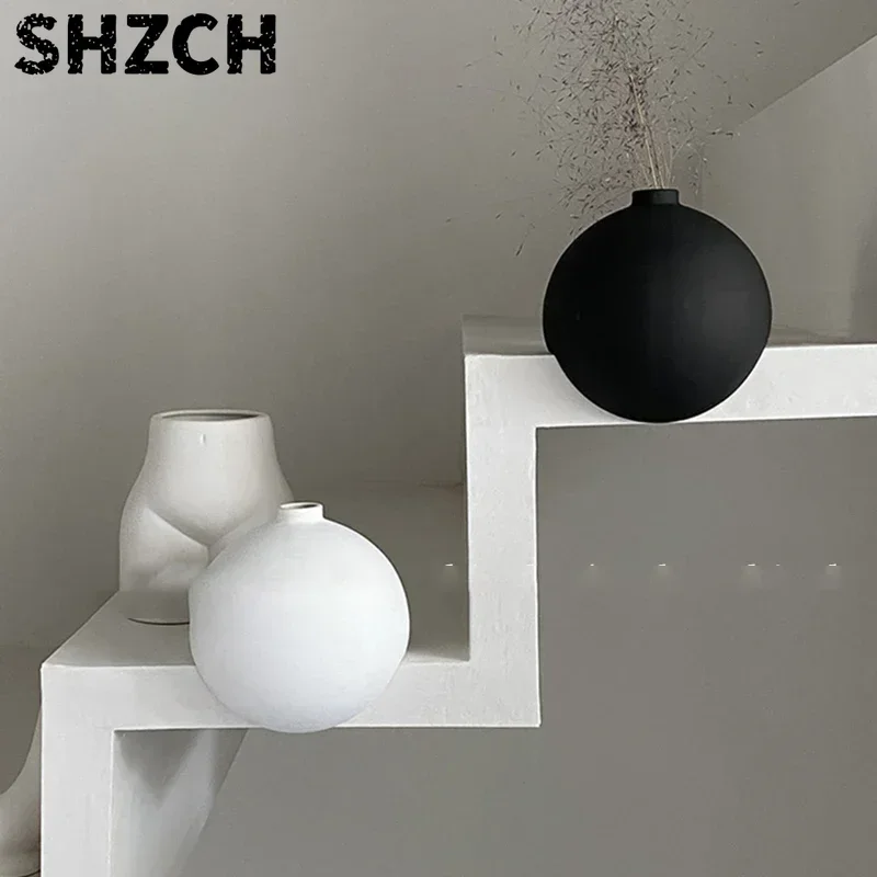 Homemade Right-angle Spherical Vase Decoration Ceramic Shelf Partition Decoration Nordic Ins Niche Design Room Decor Jarrones