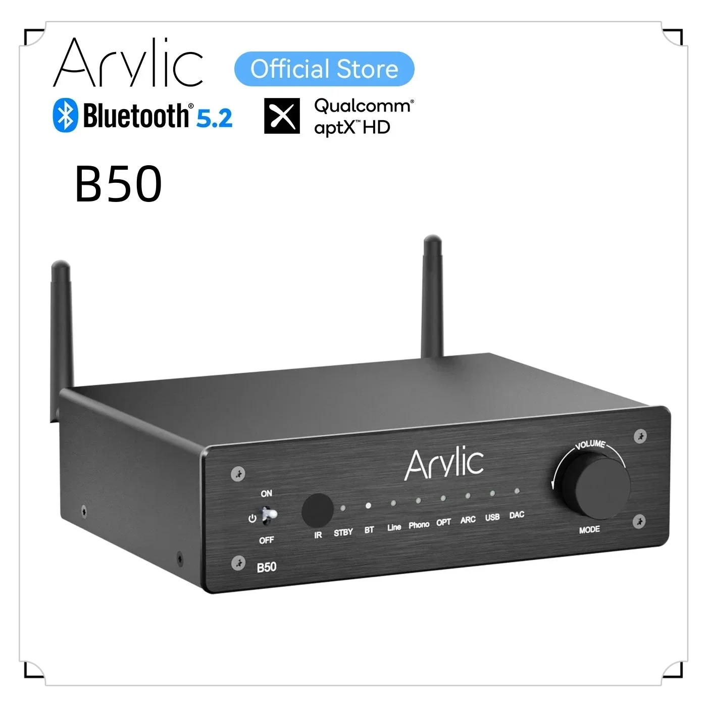 New Arylic B50 Bluetooth 5.2 Transmitter Receiver AptX HD Audio Adapter Wireless Audio Amplifier for TV Home Headphones Stereo