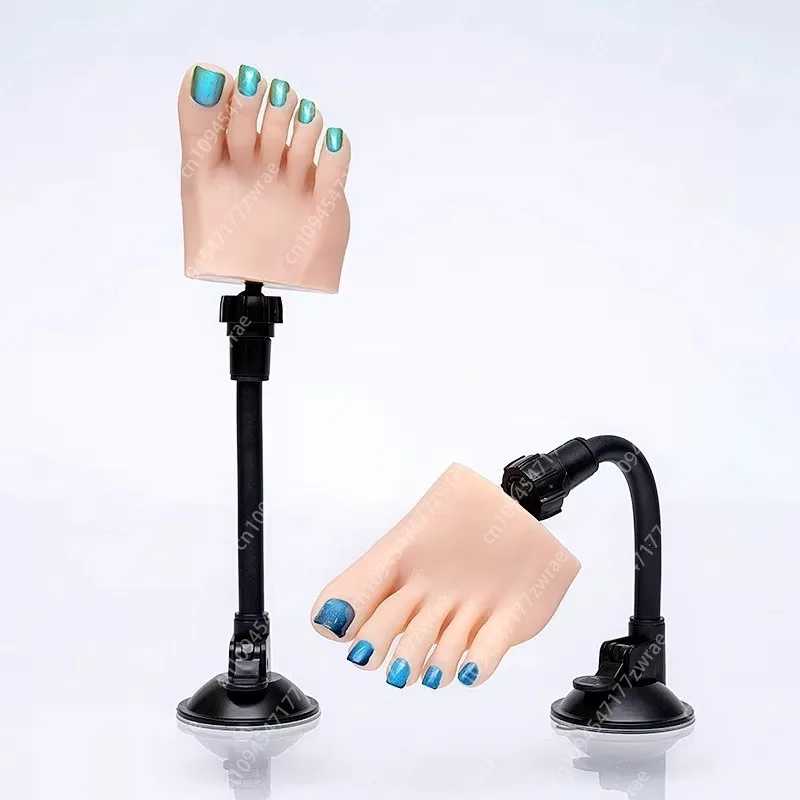 New ECO Friendly Silicone Feet Mould Pedicure False Finger Foot Nail Training Silicon Foot With Stand Holder DIY Display