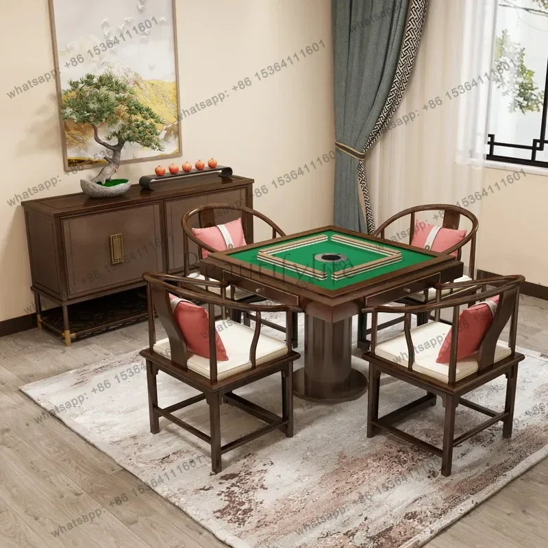 solid wood mahjong machine dining table dual-purpose automatic household high-end club chess and card table complete