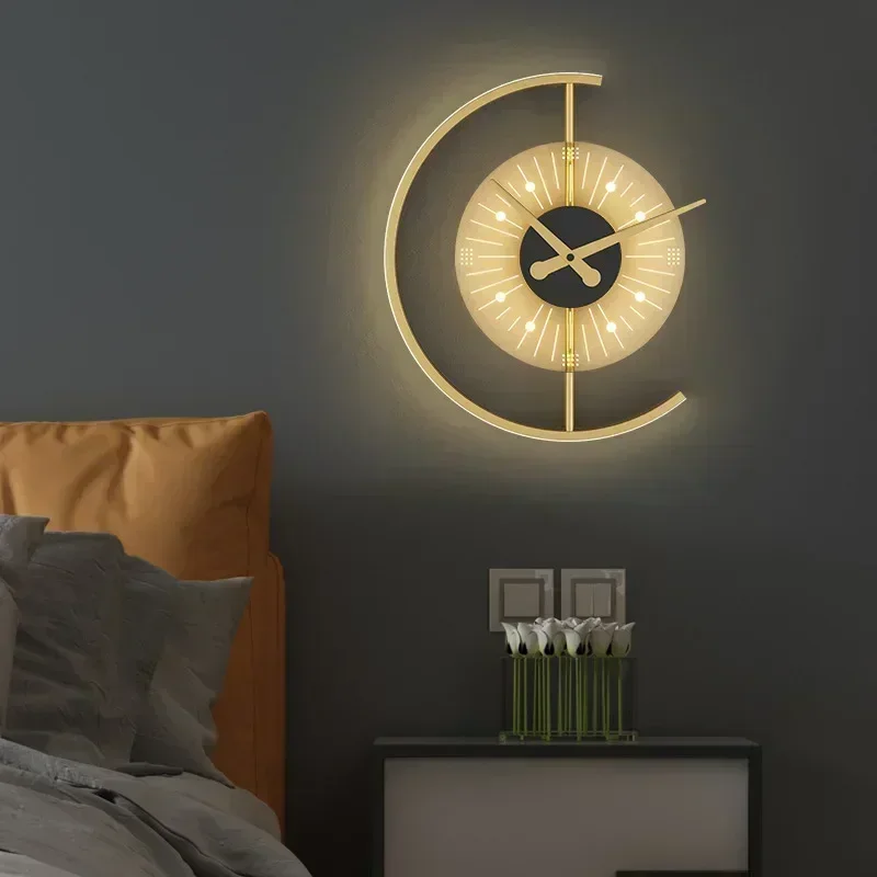 Modern LED Wall Lamp Clock Sconce for Bedroom Bedside Living Dining Room Aisle Porch Corridor Home Decor Lighting Fixture Luster