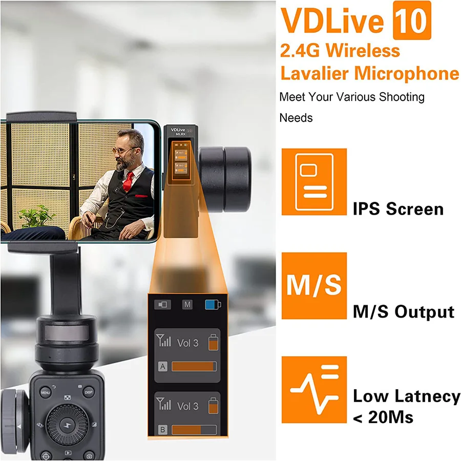 Wireless Microphone for iPhones, Comica VDLIVE10 MI 2.4G Dual L avalier Microphone with Charging Case, Lav Lapel Mic for iOS iPh