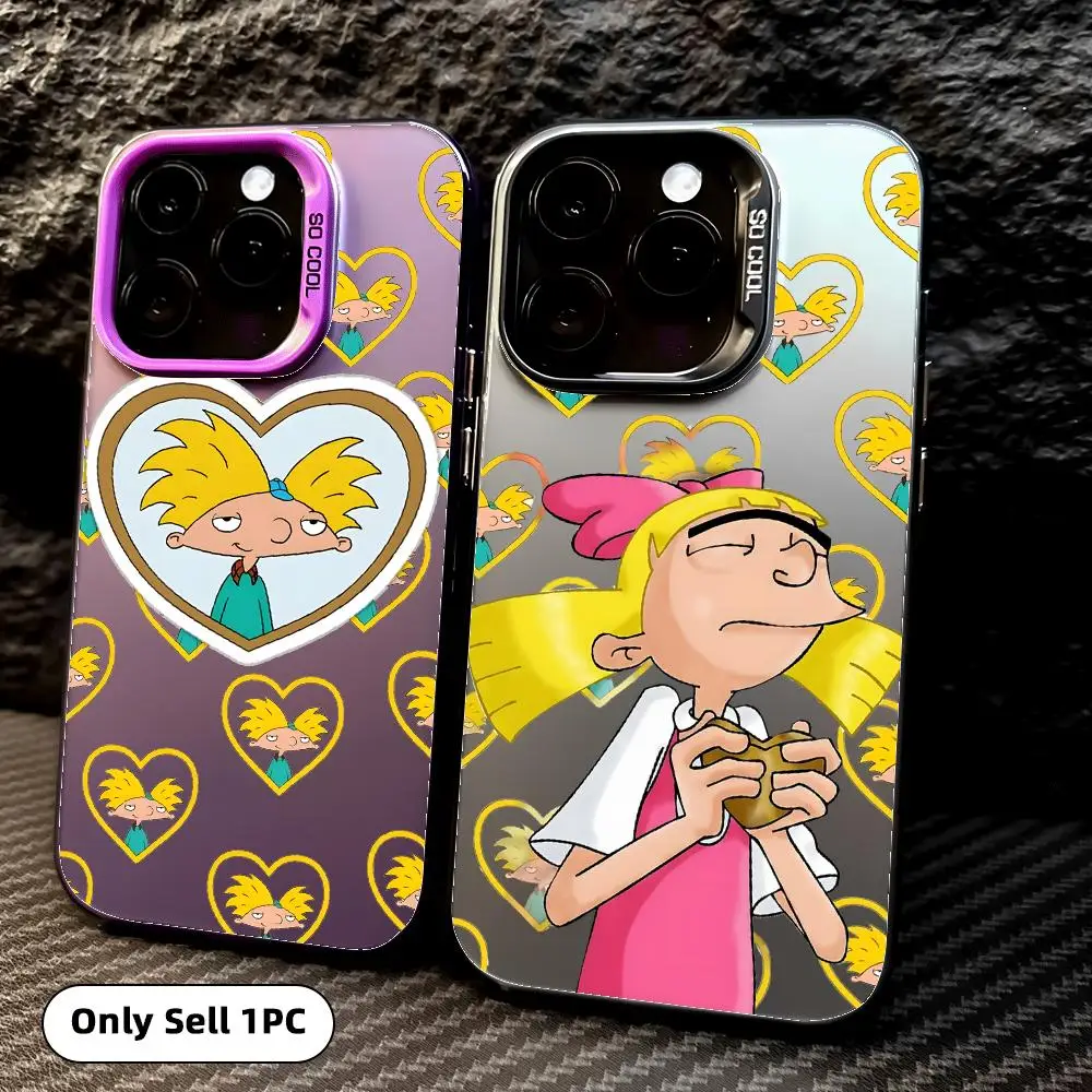 Cartoon H-Hey Arnold! Phone Case Colorful Matte Laser Aurora Phone Case For IPhone 18 17 16 15 14 13 12 11 Pro Max Air