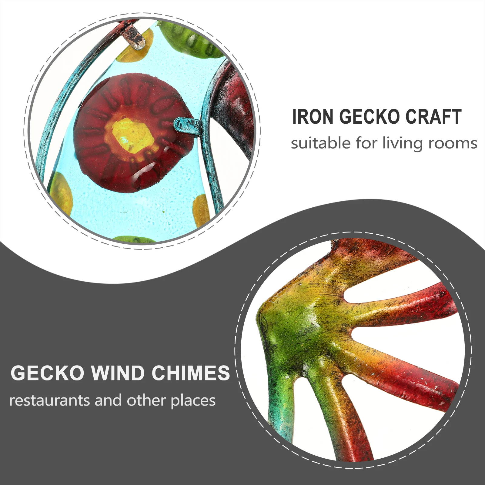 

Glass Gecko Wind Chime Country Decor Lizard Chimes Windchime Boho Pendant Iron Bell Decoration Garden Ornament Metal