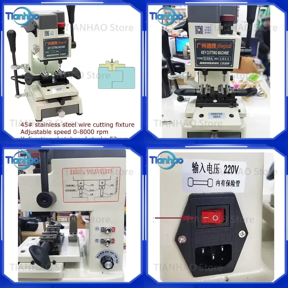 D38A Vertical Key Duplicating Machine for Car Door Keys Cutting and Drilling Locksmith Tool