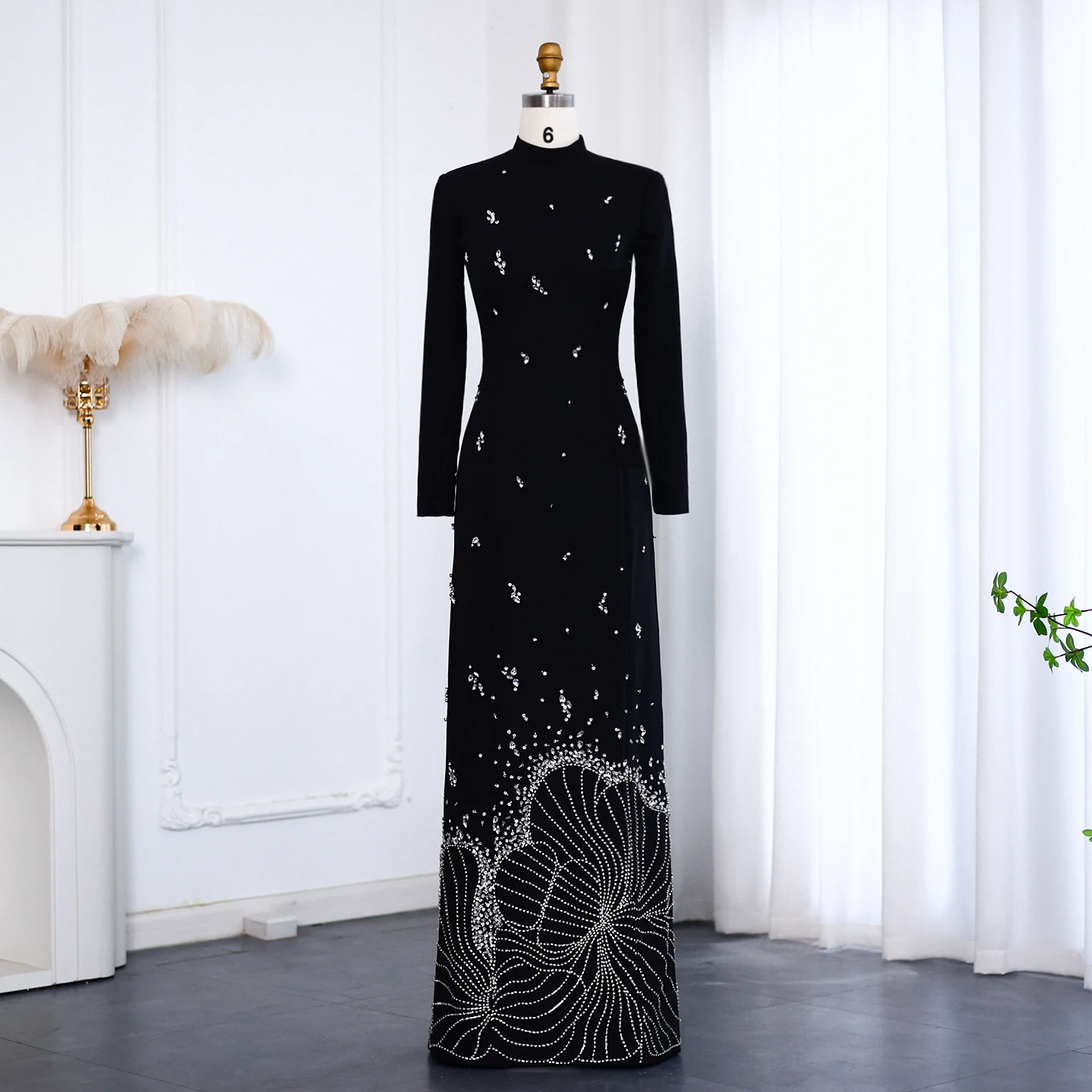 Sharon Said Luxus Kristall Weiß Muslimischen Abendkleider High Neck Long Sleeves Arabisch Frauen Hochzeit Party Kleider SS258 Angepasst