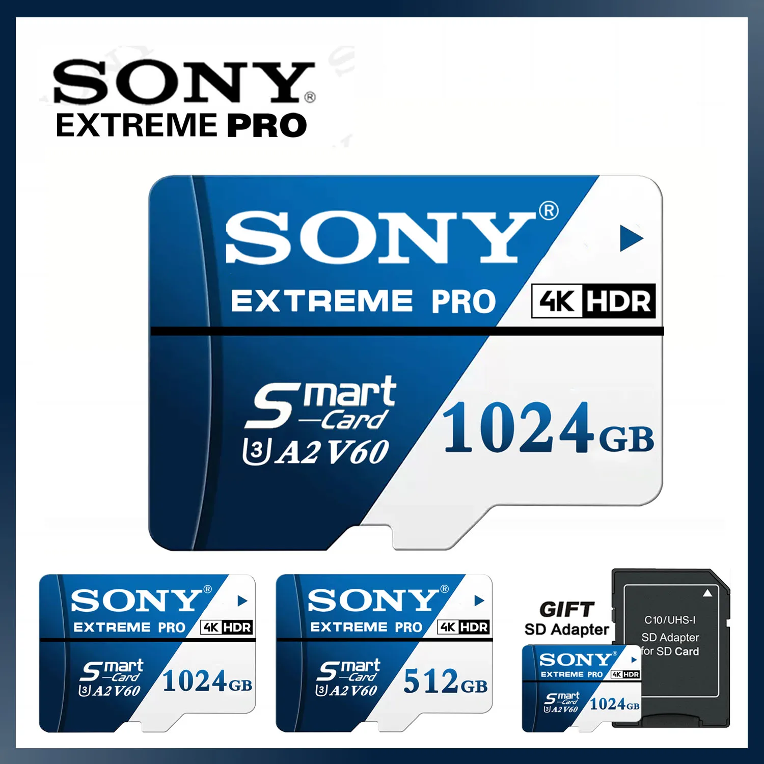 سوني 4K المتطرفة مايكرو TF بطاقة SD 64 جيجابايت 128 جيجابايت SD بطاقة الذاكرة 256 جيجابايت 512 جيجابايت 1 تيرا بايت فائقة السرعة A2 U3 بطاقة فلاش صغيرة للهاتف كاميرا الكمبيوتر #1