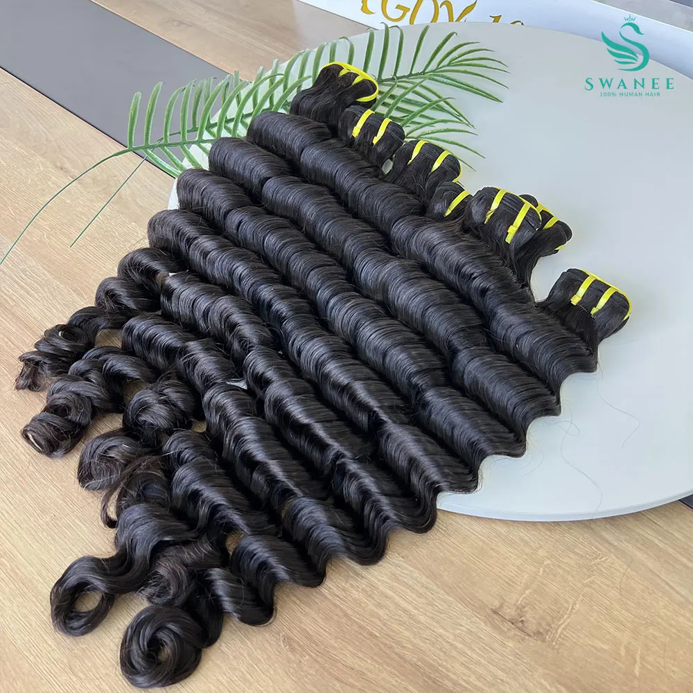 سواني 12A موجة عميقة حزم الشعر البشري الخام للنساء النسيج 26 28 30 بوصة عذراء وصلات شعر موجة عميقة الشعر 1/3 قطعة