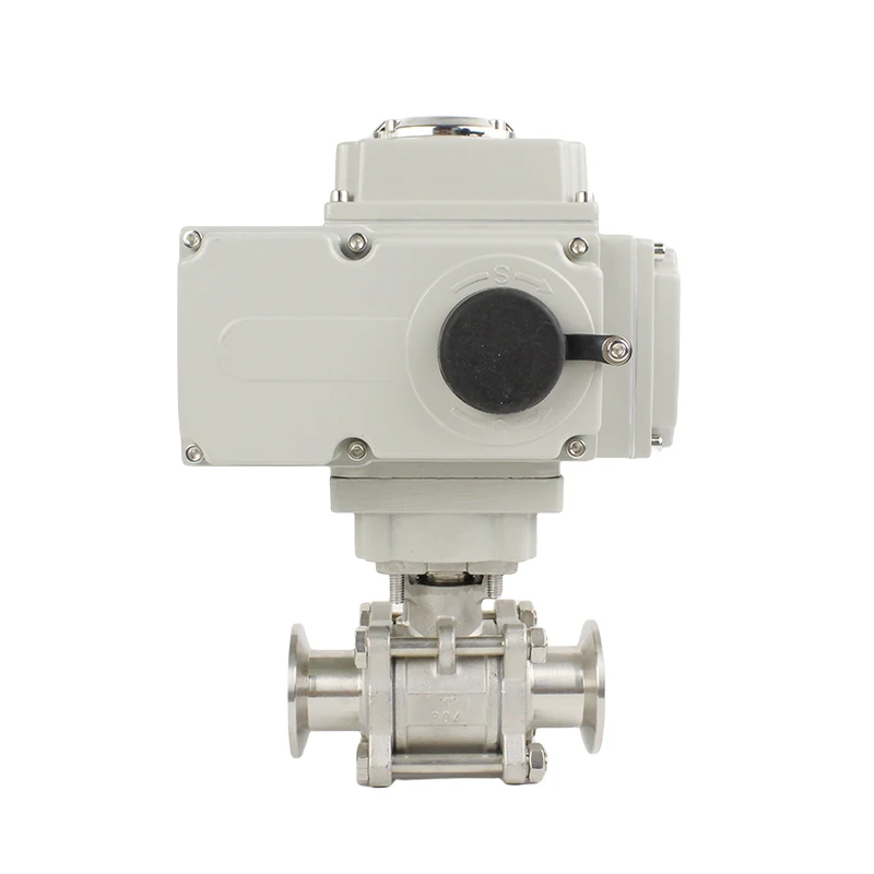 Stainless steel electric chuck ball valve three-piece high platform fast-loading electric ball valve sleeve connection