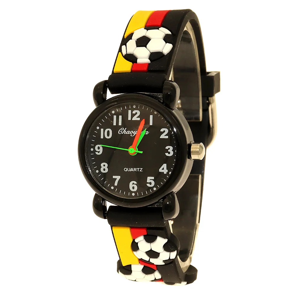 Football Pattern Boys Girls Fashion Camouflage Silicone Strap Quartz Watches Children Kids Students Digital Cool Clocks