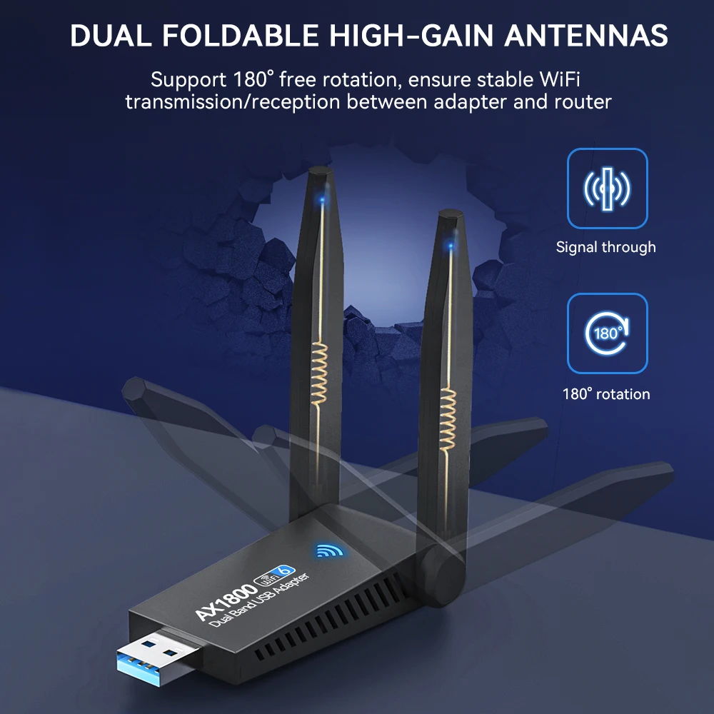 

Wi-Fi USB 3,0 адаптер 1800 Мбит/с двухдиапазонный 2,4 ГГц/5 ГГц Wi-Fi Usb для настольного ПК ноутбука сетевая карта беспроводной приемник