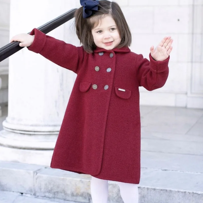 

Winter New Girls' Double-sided Wool Neutral Medium Long Jacket British Thermal Slim-fitting Christmas and New Year's Clothing