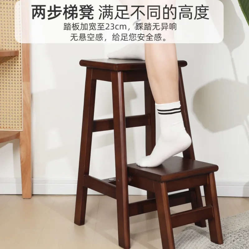 Solid wood ladder stool household thickened folding ladder climbing stairs herringbone ladder multi-functional dual-purpo