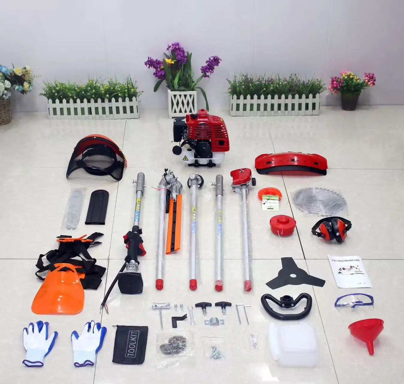 52cc Multi Function 5 in 1 Garden Tool - Brush Cutter, Grass Trimmer, Chainsaw,