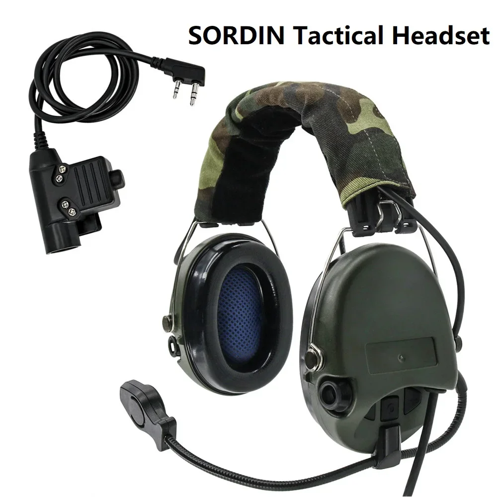 

Tactical SORDIN Headset Pickup Sound Noise Reduction Hunting Headphone Electronic Airsoft Shooting Headset with Tactical U94 Ptt