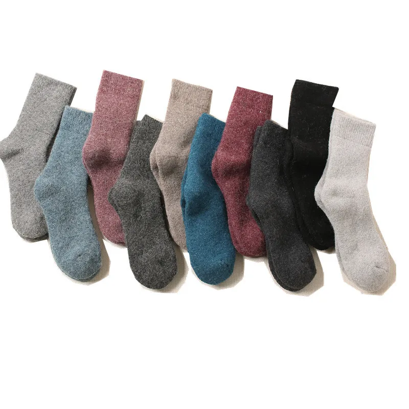 2022 New Thicken Winter Warm Wool Women Socks Solid Men Socks Super Plush Merino Wool Socks Christmas Against Cold Snow Socks