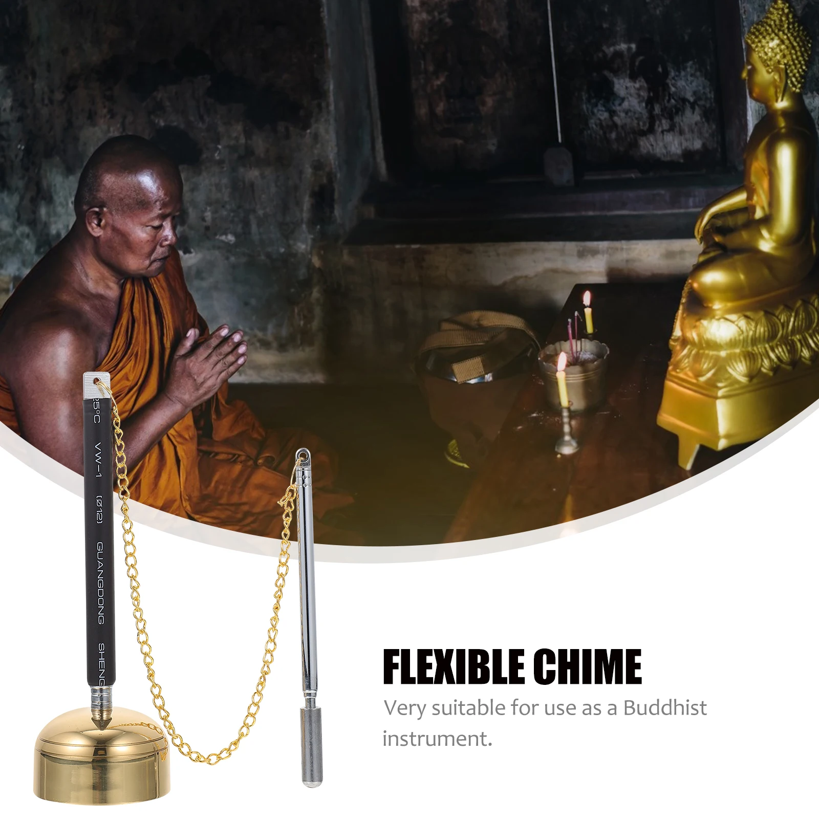 

1pc Flexible Chime Supply Temple Dharma Ritual Utensil Wood Bell Instrument Meditation Healing Tool For Energy Healers