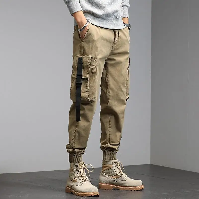 

Harajuku Pants Men Cargo Pants Pure Cotton High Quality Ankle Length 9 Part Pants Military Style Men Outdoor Tactical Trousers