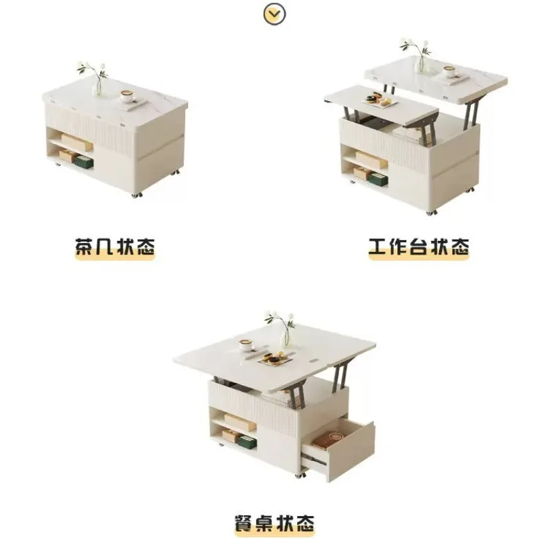 Lifting multi-functional coffee table, dining table dual-purpose household folding table