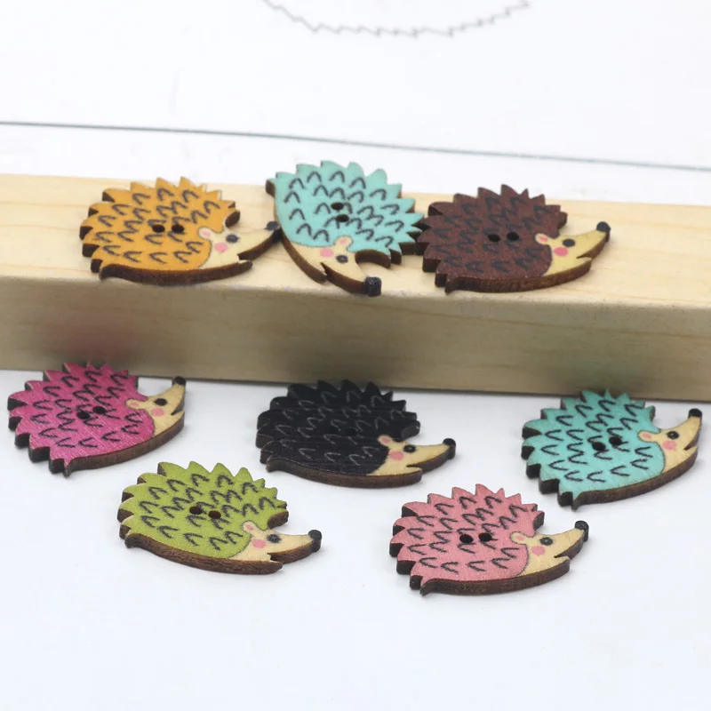 20pcs Vintage Hedgehog Wooden Buttons For Clothing Decorative Needlework Embellishment Sewing Accessories Diy craft Supplies