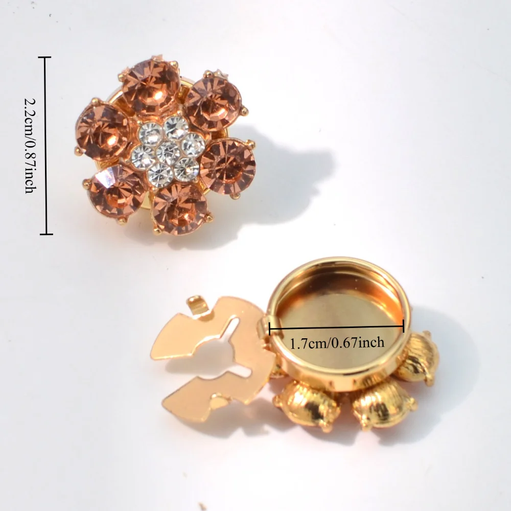Multi-colored Dazzling Rhinestone Flower Brooch Button Cover Gift Box for Gift Giving Decoration on Cuffs and Collar of Clothes
