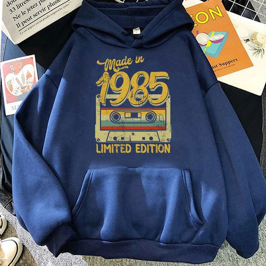 

Fashion Vintage Men Women Hoodie Made in 1985 40th Anniversary 40th Year High Winter Streetwear Long Sleeves Couple Sweatshirt