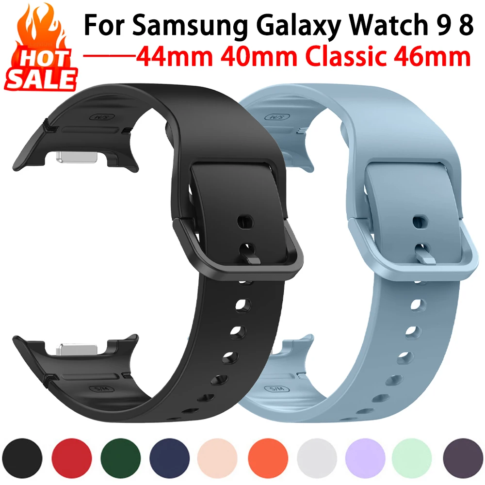Original Strap For Samsung Galaxy Watch 9 8 40mm/44mm Silicone Smart Watch Sport Bracelet Correa Galaxy Watch8 Classic 46mm Band