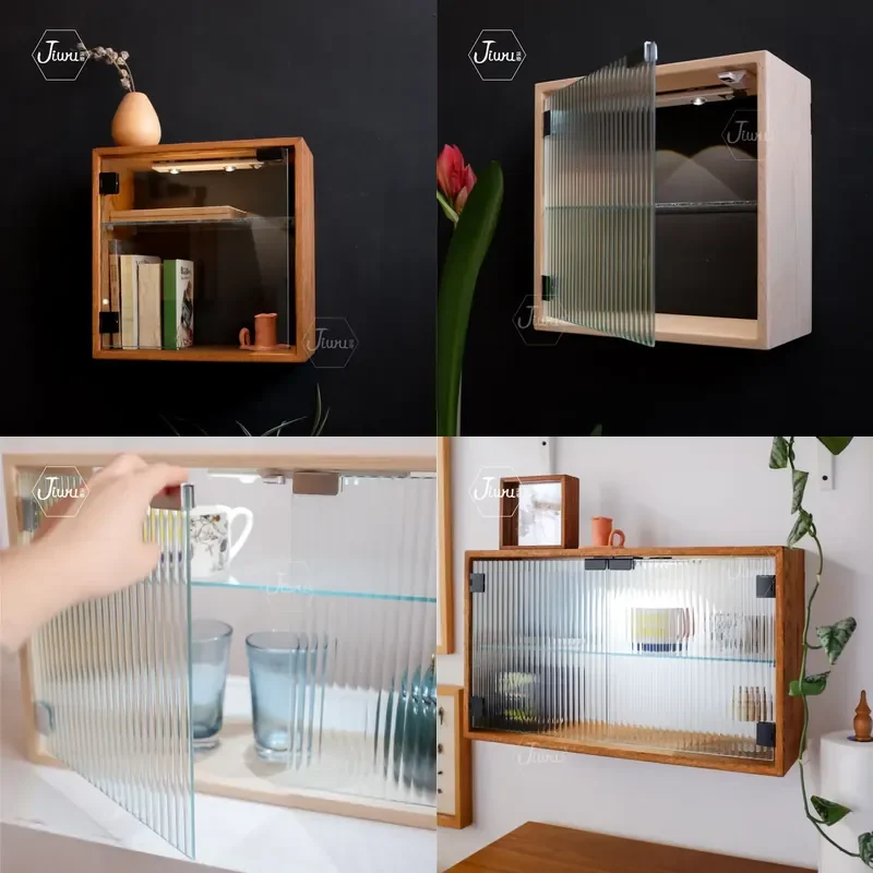 for Drawing Glass Door Hanging Red Oak Display Locker Shelf Bookcase