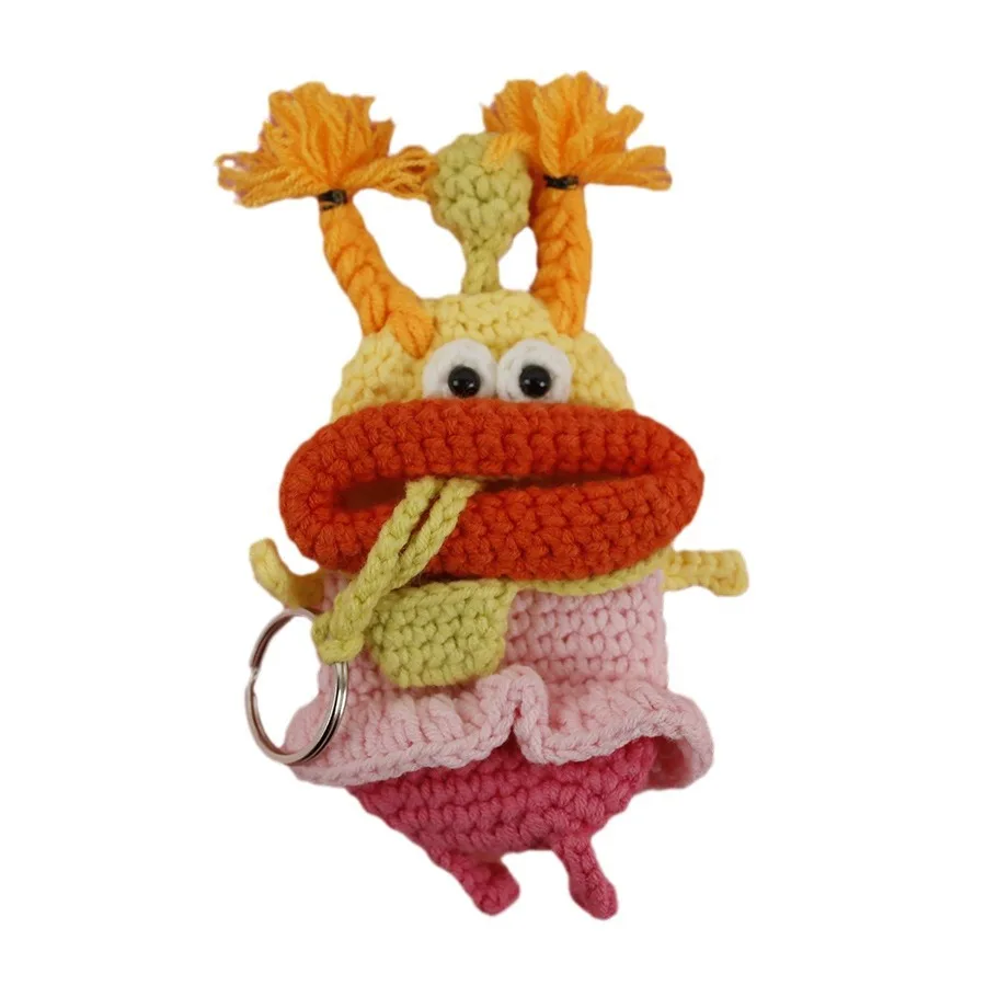 Handmade Cute Sausage Mouth Key Cover Women's Creative Crochet Key Protector Case Pulling Festive Gifts Creative Key Pouch view 5