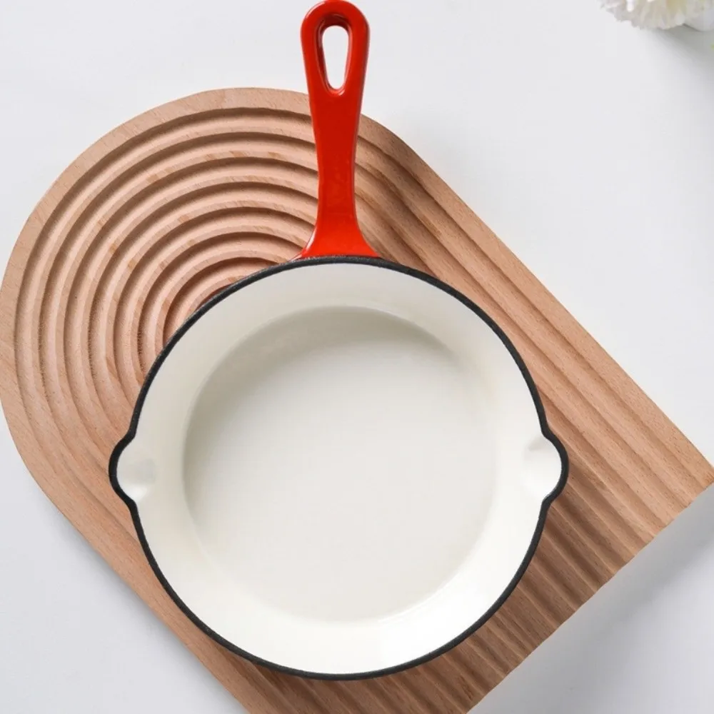 

Non-stick Enameled Cast Iron Dutch Oven Universal Red Frying Pan Flat Bottomed Vintage Omelette Pan Kitchen Cookware