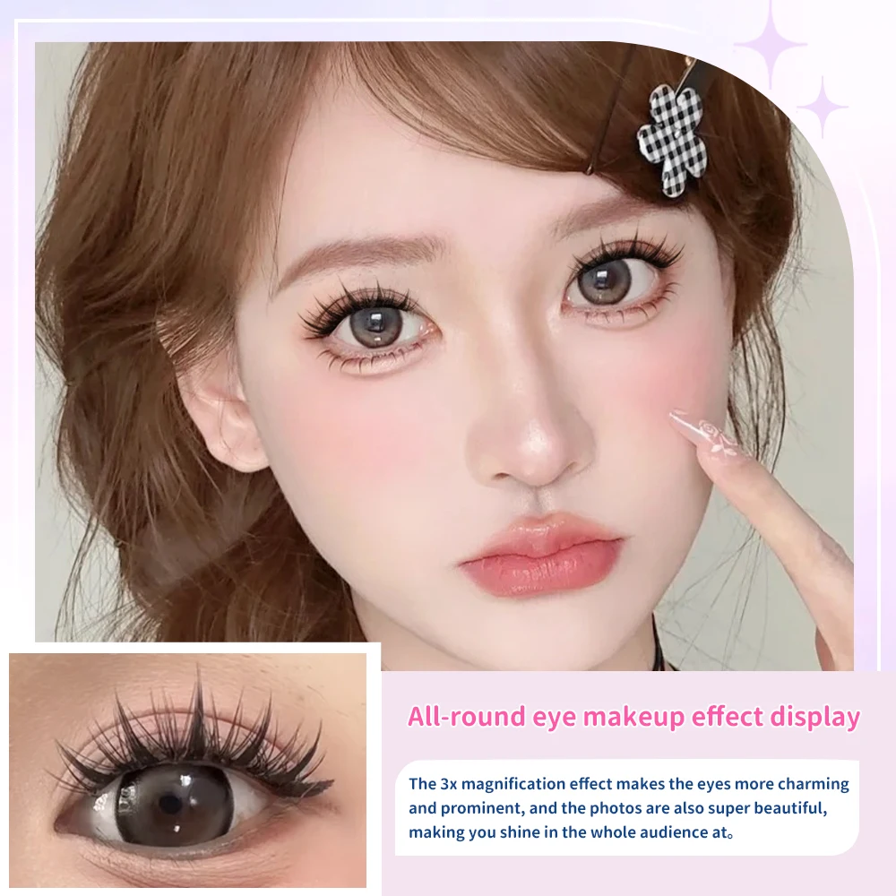 ANJOSIRMA eyelash extensions ชุดกาวและแหนบ 10 แถว DIY ขนตาปลอมธรรมชาตินุ่มสไตล์มังงะ reusable cluster