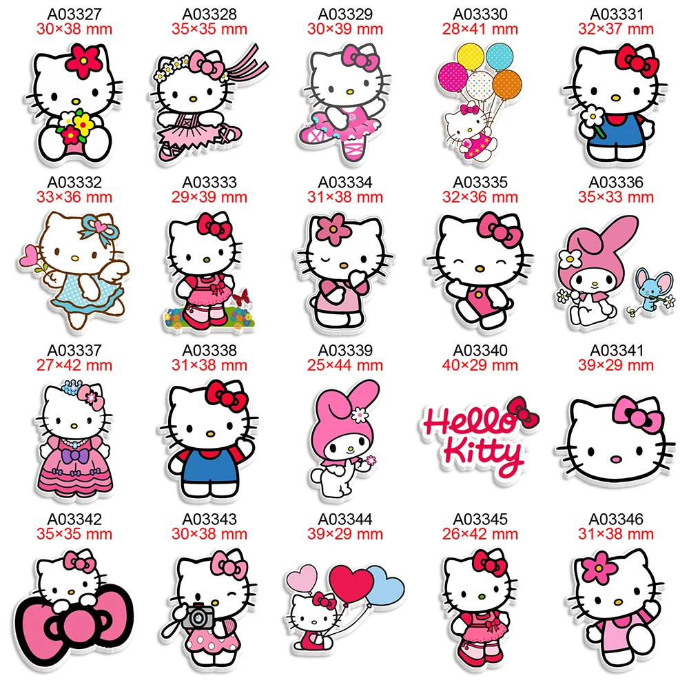 Hello Kitty Cartoon Keychain, Sanrio, Planar, Resina para Artesanato, Hairbow, DIY, Handmade Acessórios, 30pcs