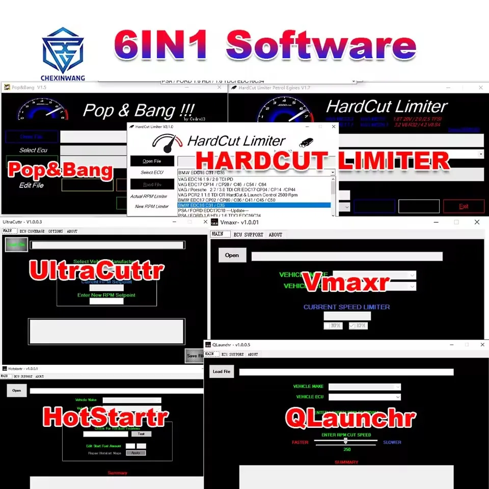 

Программное обеспечение для ЭБУ 6 в 1: HardCut Limiter, Diesel + Petrol Engine, UltraCuttr, Pop&Bang, HARDCUT VMAX, HotStartr, QLaunchr