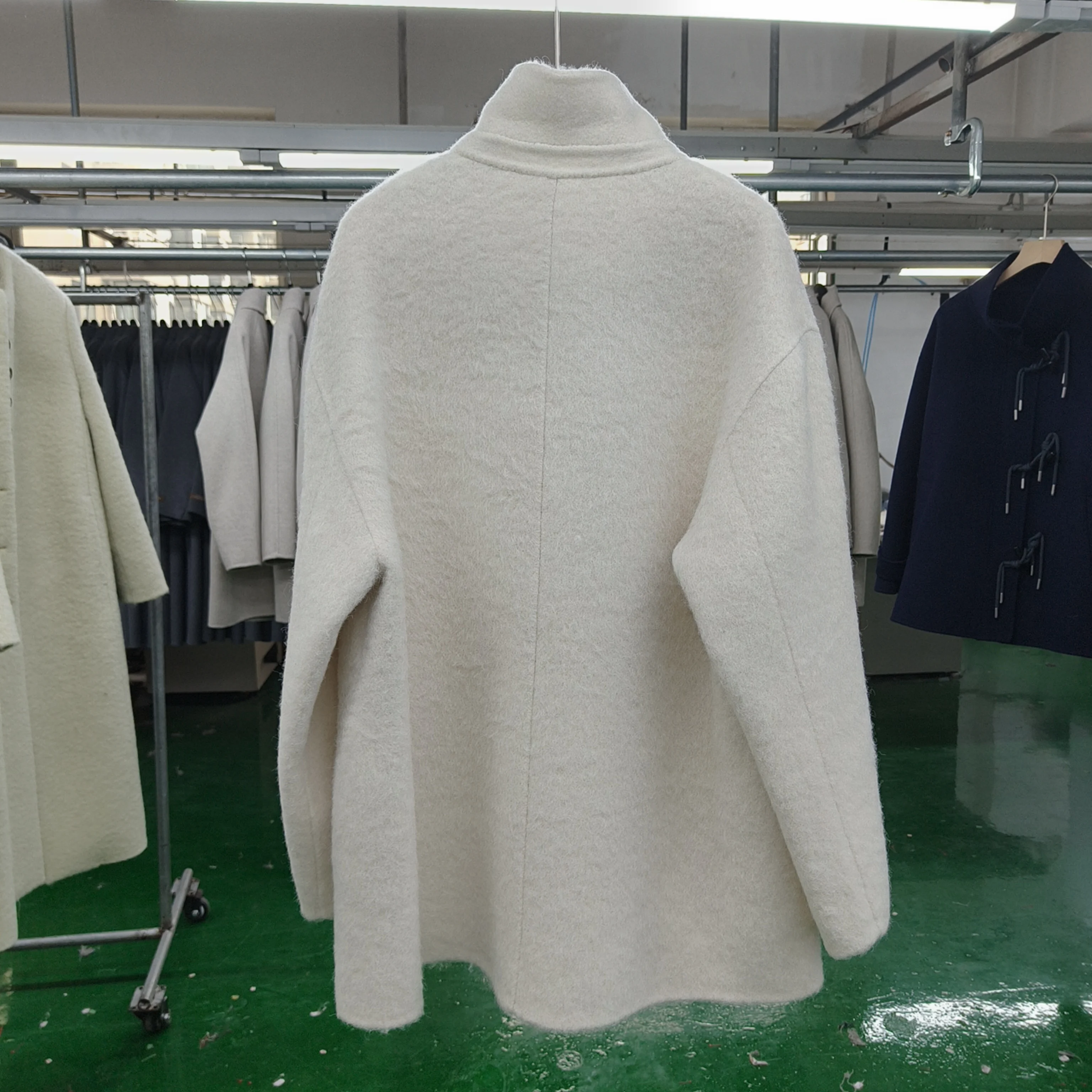 الخريف/الشتاء جديد وصول الكورية الوقوف طوق سوري الألبكة معطف الصوف الشتاء النساء لينة وأنيقة المرأة معطف الصوف السميك #5